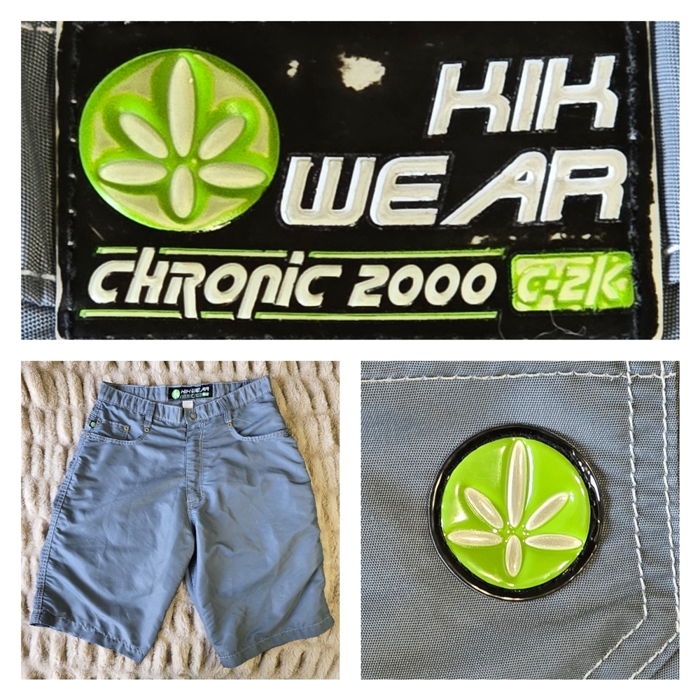 Vintage Y2K Kikwear Shorts Mens Size 32 Gray Nylon Chronic 2000 C-2K Made in USA